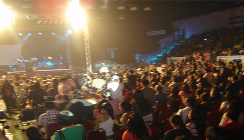 People Watching a late night event at Ice Rink in Al Nasr Leisureland